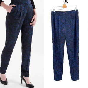 Long Tall Sally Paisley Printed Tapered Pants Blue Black Size US‎ 8